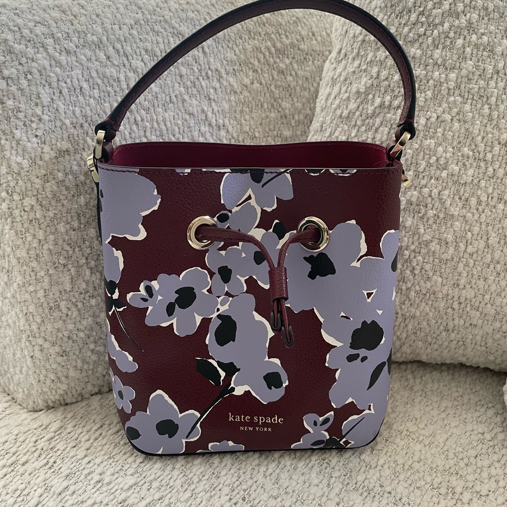 Kate Spade Burgundy and Lavender Floral Shoulder Bag